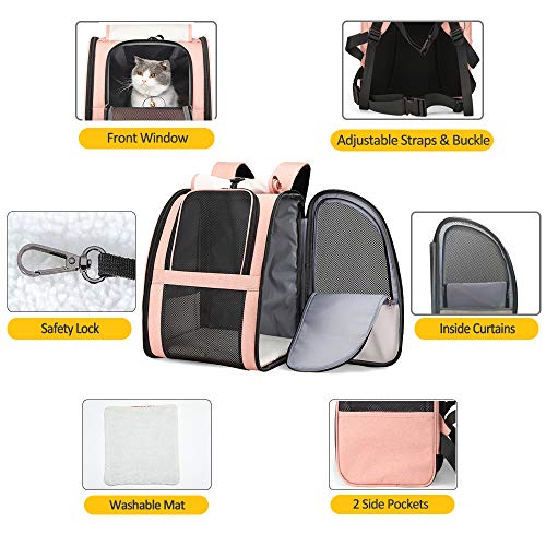 Innovative Traveler Bubble Backpack Pet Carriers for Cats and Dogs (Upgraded-Pink)