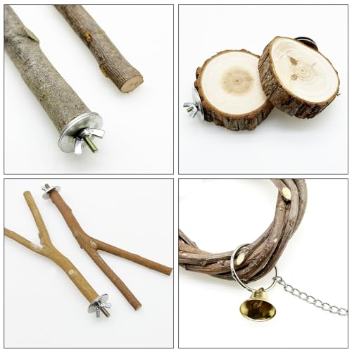 10 PCS Natural Parrot Perch Bird Cage Accessories
