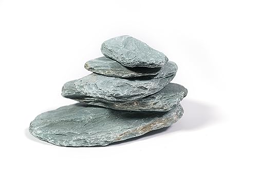 River Slate Stone 18lb Natural Aquarium Rocks for Fish Tank Decor (15 River Slate Stone(3-9 inches,18lbs))