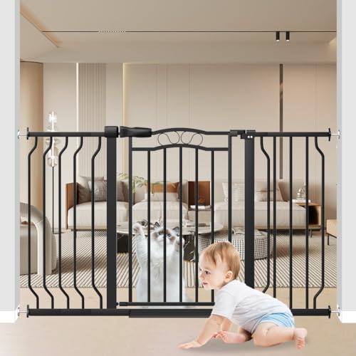29.53 53.1 Inch Extra Wide Baby Gate Pressure Mounted for Doorways (Black / 29.53"-53.1")