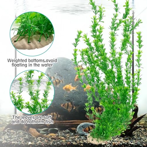 23" Tall Aquarium Plastic Plants (Green（style B）)