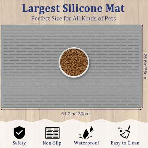 XXXXL Largest Pet Food Mat (Dark Gray / 51.2"L x 25.6"W)