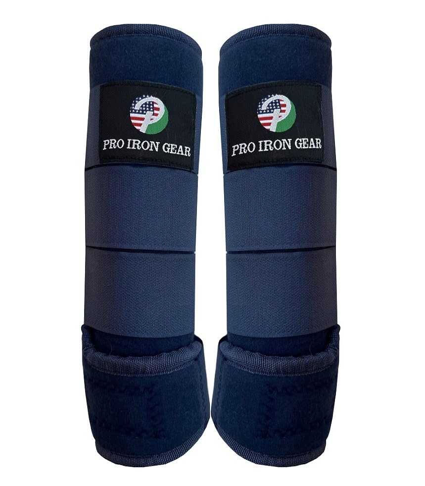 Horse Medicine Brushing Boots Leg Wraps Protection Gear Set of 2 and Set of 4 in 14 Colors (MEDIUM/COB / NAVY BLUE (SET OF 2))