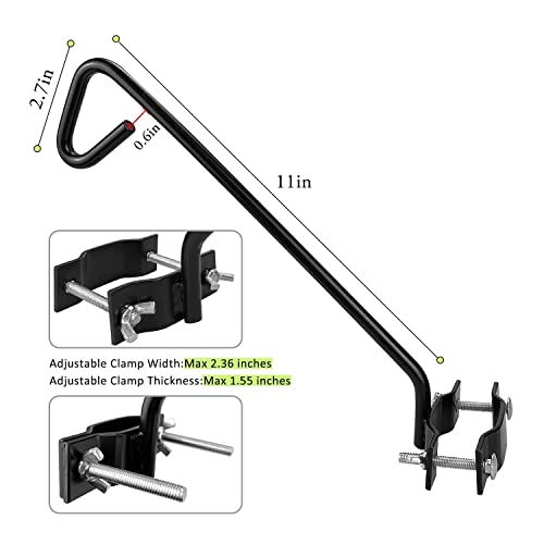 2 Packs 11 Inch Fence Deck Hook Rail Hanging Mounting Kit Heavy Duty Bird Feeder Hook Decorative Hanger for Bird Feeders Planters Suet Baskets Lanterns on Balcony Porch Railing Fence (11in Long Fence Hook-2 Packs)