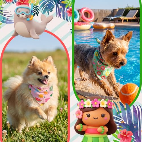 50 Pcs Summer Bandanas Bulk for Dogs Kerchief Bibs Scarves with Beach (Summer / 19.7 x 13.8 x 13.8 Inch)
