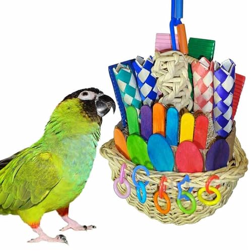 SB669 Wicker Foraging Basket Bird Toy for Parrots Cockatiels Ringnecks Medium Conures Quakers