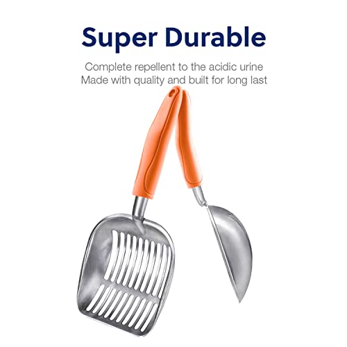 Cat Litter Scoop (Large / FLAT Aluminum \ #09 Orange Handle)