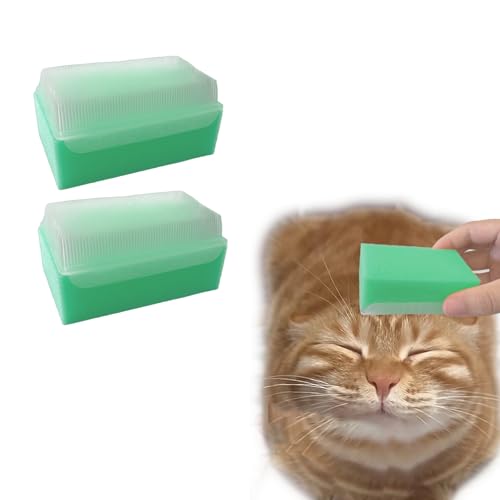 2PC Soft Cat Brush for Grooming (Green)