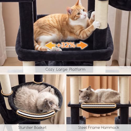 Tall Cat Tower for Indoor Adult Cats (Dark Grey / 72 inch)
