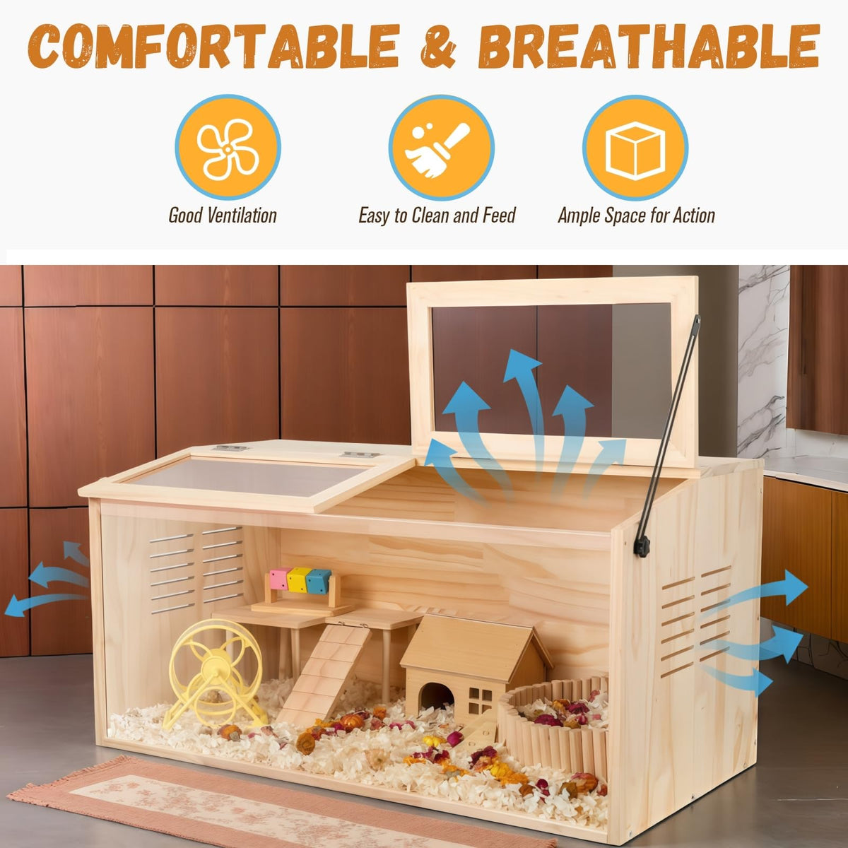 Wooden Hamster Cage (40.0"L x 20.0"W x 20.0"H)