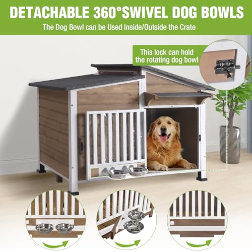Large Heated Dog House Insulated Outdoor Weatherproof Dog Kennel with Safe Heating Pad