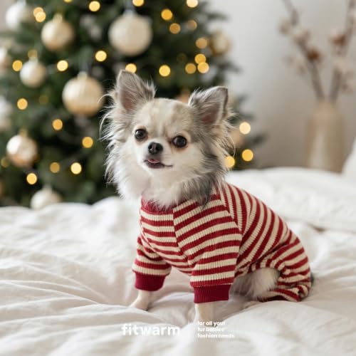 Red and White Striped Dog Pajamas (XX-Large / Red)