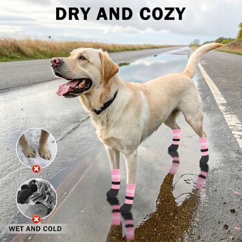 Anti Slip Dog Boots & Paw Protectors for Hardwood Floor (Pink / Medium(Paw width 2.04in/5.2cm))