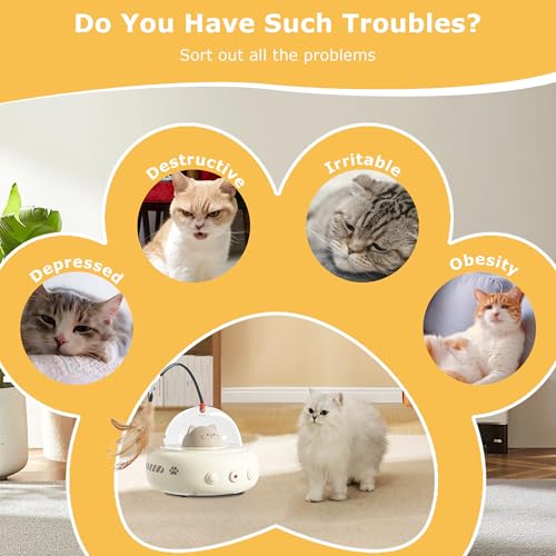 2-in-1 UFO Automatic Laser Interactive Cat Toy with Feather