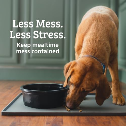 Dog Food Mat Waterproof Cat & Dog Bowl Mat for Food and Water (30"L x 22"W / Beige)