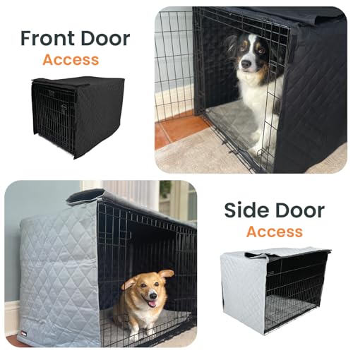Quilted Dog Crate Cover (Grey / 36")
