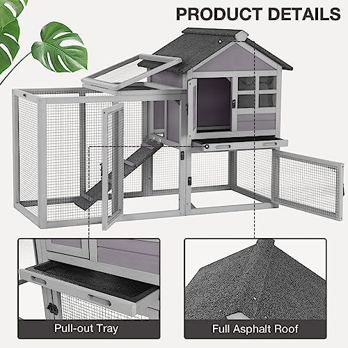 Rabbit Hutch Indoor Outdoor Bunny Cage with 5 Access Doors (Grey)