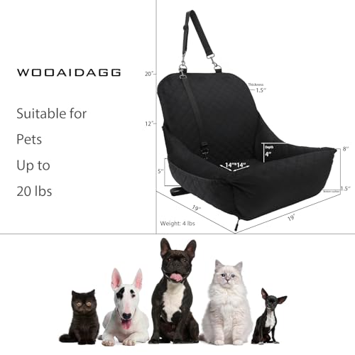 Dog Car Seat for Small Dogs Up to 25 lbs (Black)