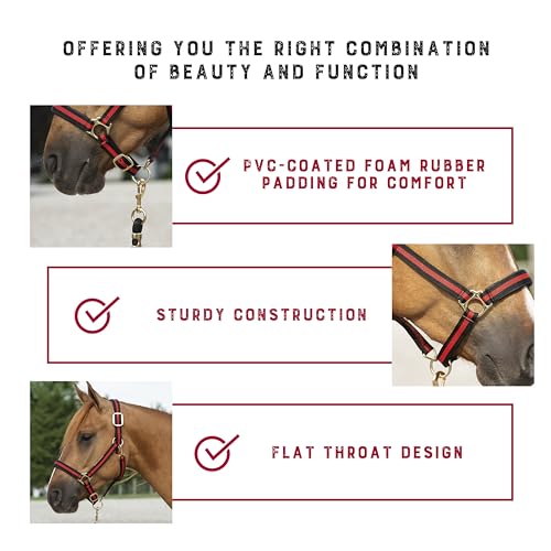 Nylon Horse Halter (Red / 1" Average Horse)