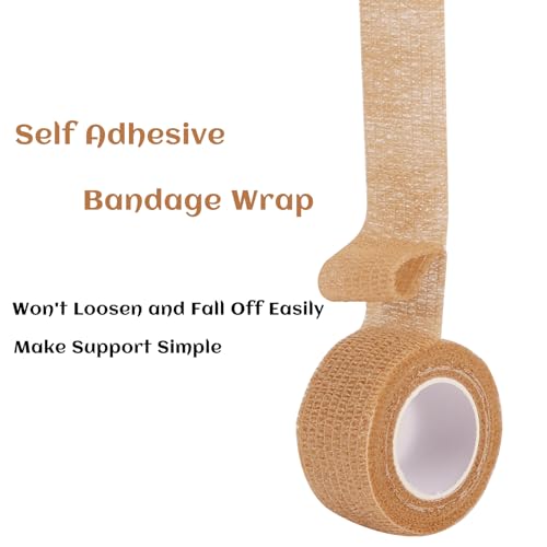 24 Rolls Elastic Self Adhesive Bandage Wrap 1 Inch (1 Inch-24 Count Brown)