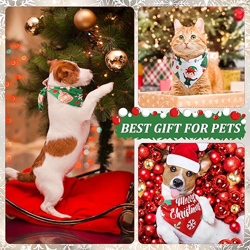 100 Pcs Christmas Dog Bandanas Bulk (Christmas / 25.6 x 17.7 x 17.7 Inch)