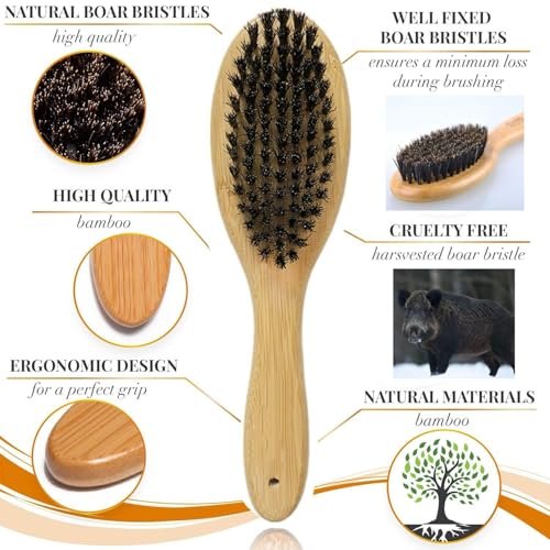 Pet Grooming Brush with Boar Bristles