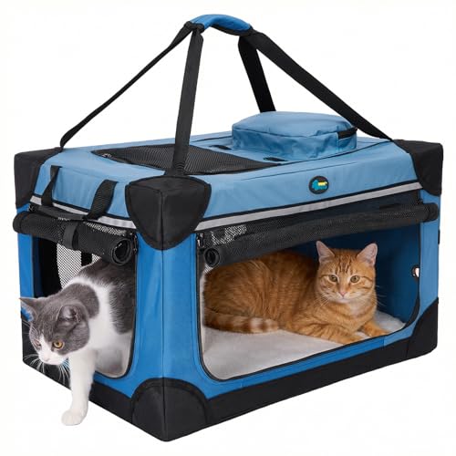 Collapsible Travel Dog Crate for Cat Doggie (Blue)