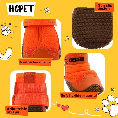 Dog Shoes for Dogs (Orange / Width 1.96 in)