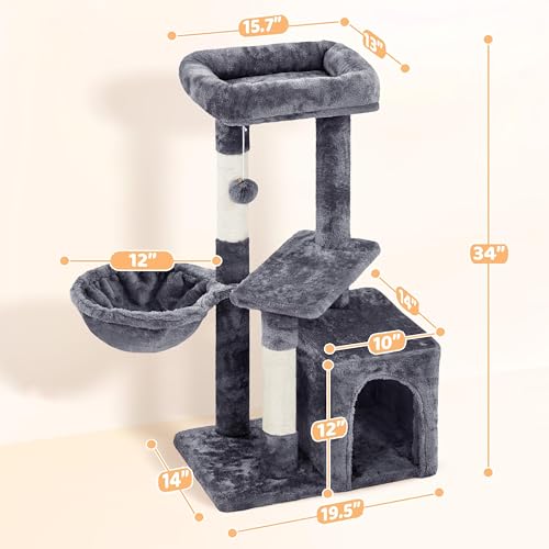 Cat Tree Multi Level Climbing Tower for Indoor Cats (Dark gray)