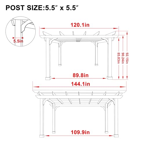 10x12 FT All Cedar Wooden Pergola (10 x 12 FT)