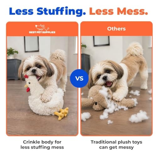 Interactive Squeaky Dog Toy (Crinkle Chicken (Beige) / Large)
