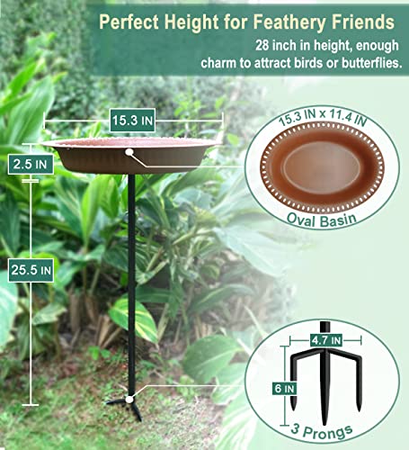 28 inch Lightweight Birdbaths Antique Decoration Detachable Birdfeeder & Bird Bath for Outdoor Garden (¾ gal / Chocolate)
