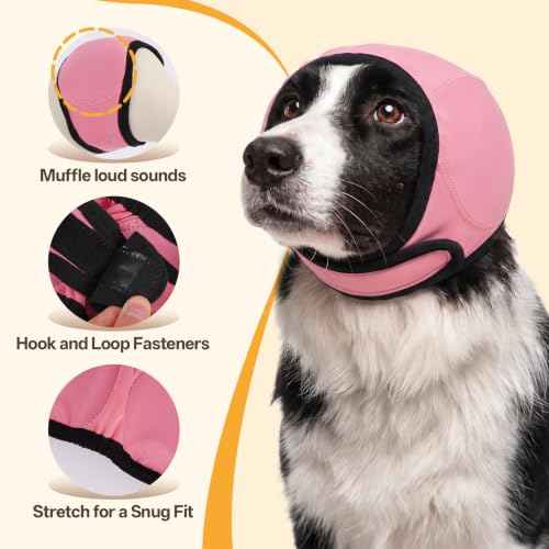 Dog Ear Wraps for Fireworks Storm Noise Blocking Ear Care (Pink / L)