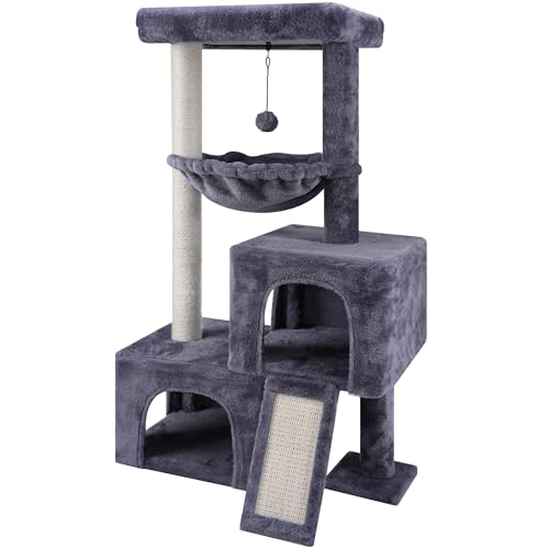 Cat Tree Has Scratching Toy with A Ball Activity Centre Cat Tower Furniture Jute (Grey / 37.4'')