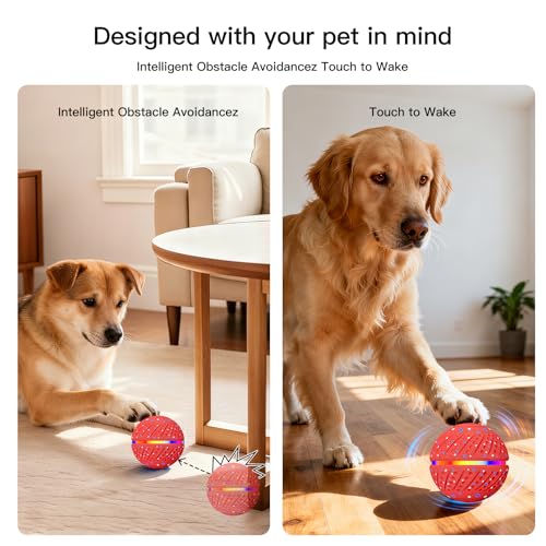 Interactive Smart Moving Dog Ball Toy (Red / 2.8 inches)