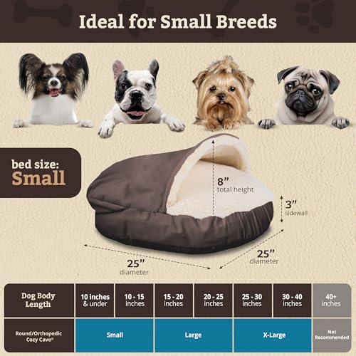 Cozy Cave Dog Bed (25.0"L x 25.0"W x 8.0"Th / Dark Chocolate)