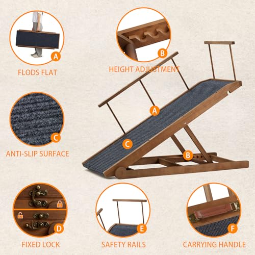 Dog Ramp for Bed Couch (L-Natural)