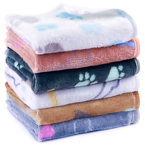 6 Pcs Washable Guinea Pig Blankets Absorbent Small Animal Fleece Bedding Cage Liners Reusable Pet Pee Pad Sleep Mat Pad Cover for Hamster Ferret Rabbit Chinchilla Hedgehog (6 White Bulk / 20" x 30")