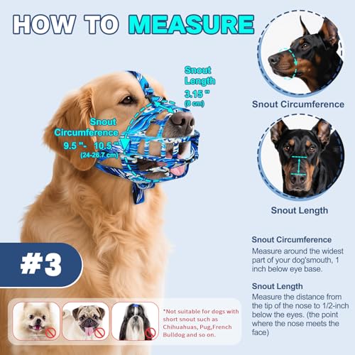 Dog Muzzle to Prevent Biting (Blue / Size 3)