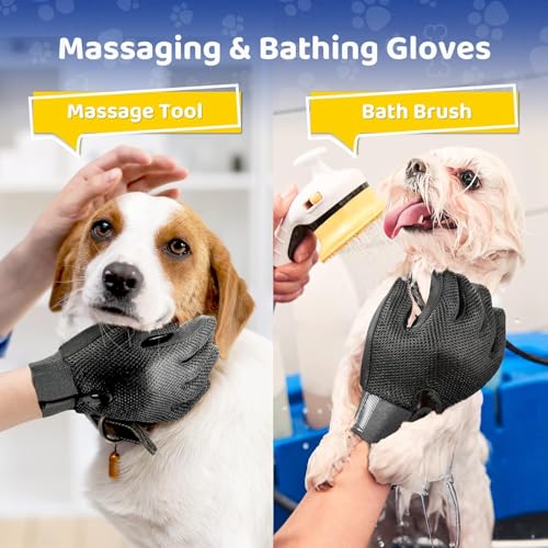 Pet Hair Removal Glove with 255 Silicone Tips for Dogs & Cats (Grey)