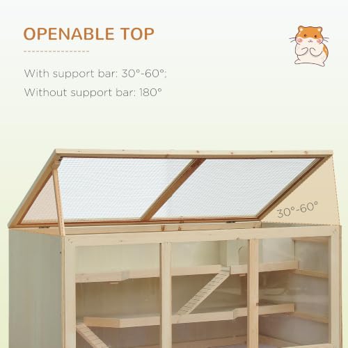 45" Extra Large Wooden Hamster Cage (Natural)