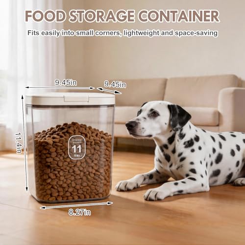 11 Lbs Airtight Dog Cat Food Storage Container and Dog Treat Containers BPA (White-11L-C)