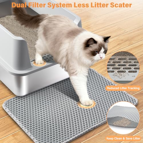2PCS Stainless Steel Litter Box (2PCS XL-lid box)