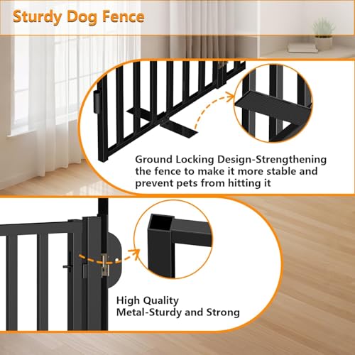 Dog Gate Free Standing with Door for Stairs (36" 4 Panels)