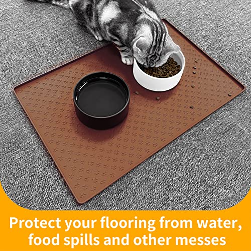 Dog Food Mat Anti (24.5"L x 16.5"W / Brown)