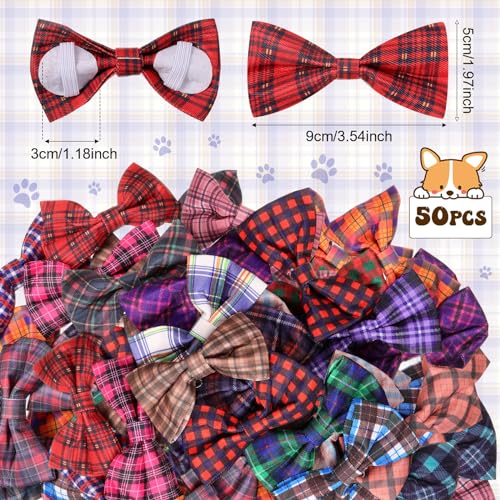 50 Pcs Plaid Dog Bow Ties