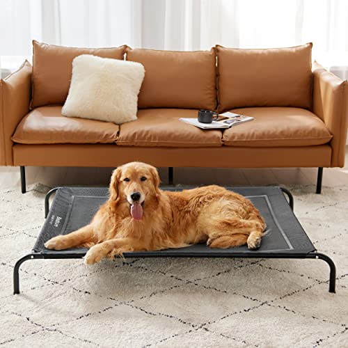 Outdoor Elevated Cooling XL Dog Bed for Extra Large Dog (Black / 54"L x 35.4"W x 8"Th)