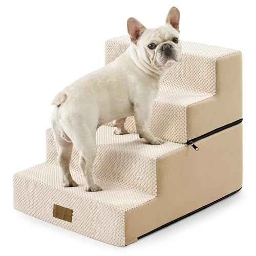 Dog Stairs for Small Dogs (Beige / 17.7x23.6x17.7 inch)