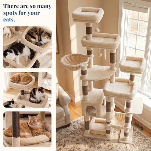 Cat Tree Tower (Beige and Brown / 72.8 Inches)