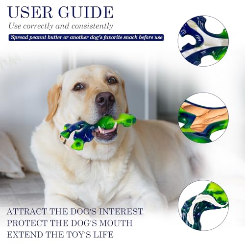 3 Pack Indestructible Nylon Dog Chew Toys for Aggressive Chewers (Green-3-Pack)